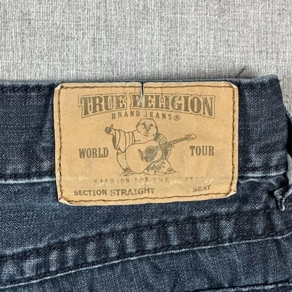 True Religion Section Straight Jeans Mens 33x31 Blue Dark Wash Regular Fit Denim